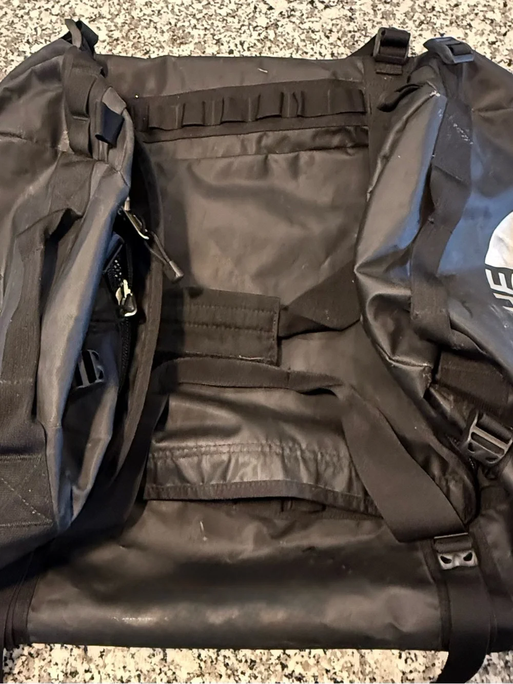 The North Face Black Duffel with White Logo